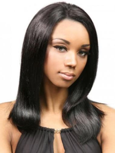 Fashionable Black Without Bangs Best Cheap Human Hair Wigs