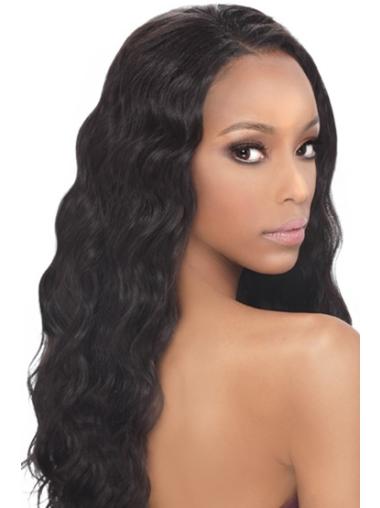 20" Synthetic Without Bangs Wavy Long Black Modern African American Wigs
