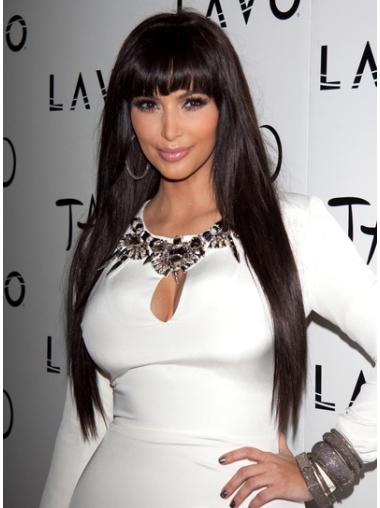 Lace Front With Bangs Long Natural Kim Kardashian Wig 2018