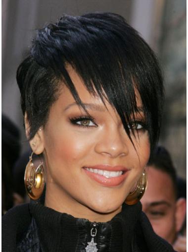 6" Synthetic Lace Front Boycuts Black Cropped Hairstyles Rihanna Wigs