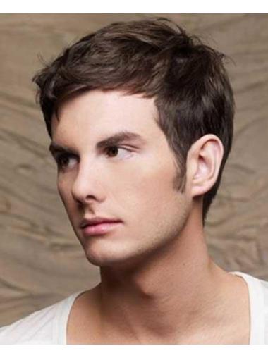 Good Remy Human Hair Cropped Brown 100% Hand-Tied Wigs On Sale For Men
