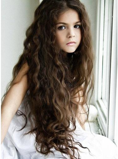 Discount Long Lace Front Brown Curly Wig For Kid