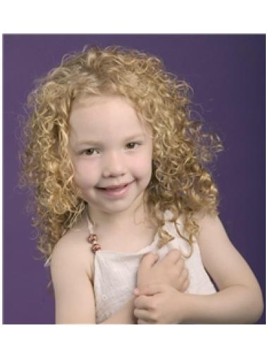 Fabulous 100% Hand-Tied Blonde Curly Wig For Kid