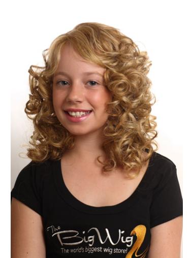 Blonde Curly Capless Synthetic Suitable Kids Wigs