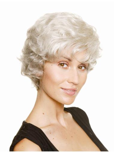 Durable Wavy 9 Inches Capless Grey Color Synthetic Wigs