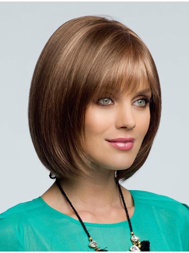 10" Fashion Bobs Brown Synthetic Wigs With Color