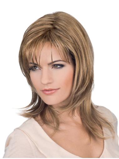 Layered Shoulder Length Blonde Synthetic Full Lace Wigs