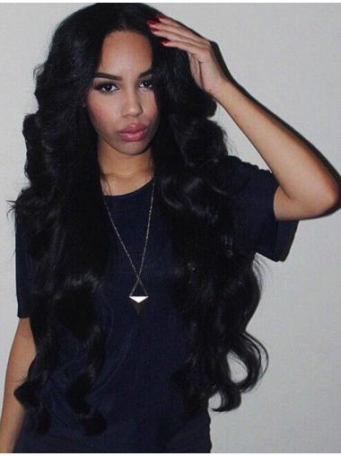 Ideal 26 Inches Long Without Bangs Wavy 360 Lace Wigs For Black Women