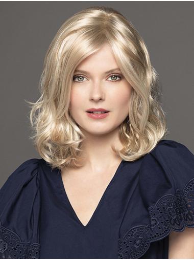 Platinum Blonde Shoulder Length Curly 14" Without Bangs The Best Monofilament Wigs