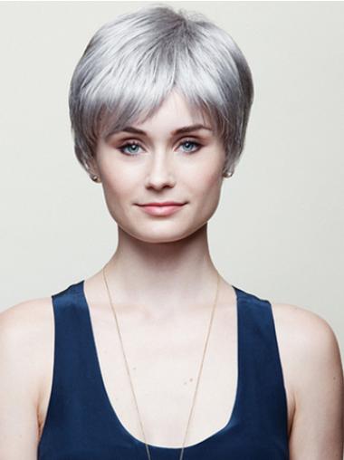 Beautiful Capless Straight Synthetic Grey Hair Color Wigs
