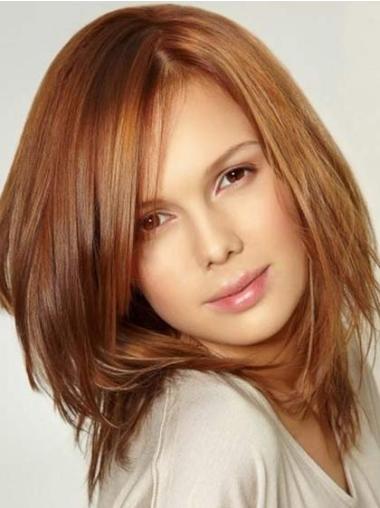 Shoulder Length Layered Straight Human Hair Remy Lace Front Wigs