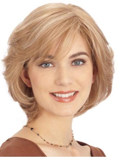 Blonde Layered Straight Best Human Hair Wigs Chin Length