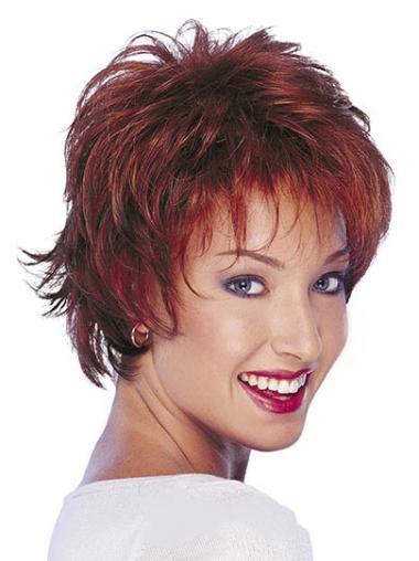 Wet And Wavy Human Hair Wig Red Boycuts