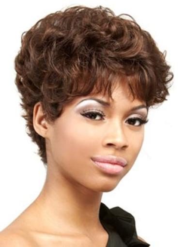 Auburn Boycuts Cropped Indian Remy Hair Curly African Wig