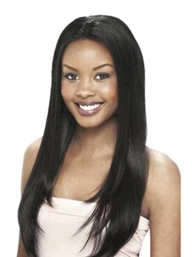 Fabulous 24" Lace Front Black Yaki Human Hair Wigs Black Women