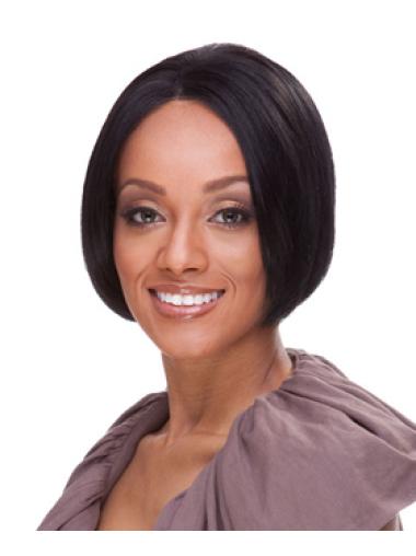 Great Straight Black Bobs African American Wigs Short Human Hair