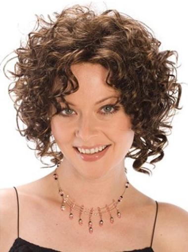 Soft Brown Chin Length Classic Capless Synthetic Curly Wigs