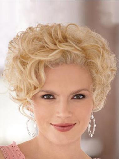 Sleek Curly Lace Front Cheap Short Blonde Wigs