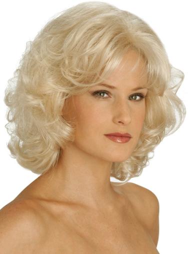 Curly Chin Length Fashion Synthetic Blonde Capless Wigs