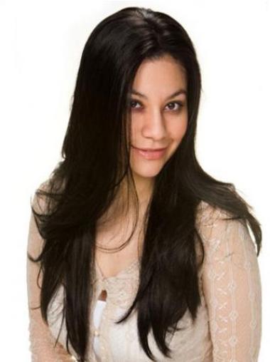 Straight Without Bangs Black Long Cheap Human Hair Wigs For Black