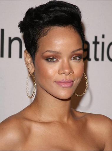 Best 6" Capless Boycuts Cropped Rihanna Human Hair Black Affordable Wigs