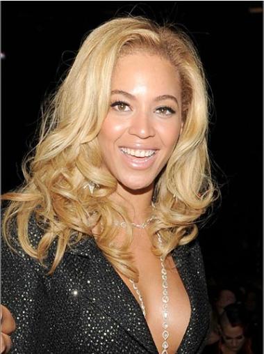 Without Bangs Wavy 14" Beyonce Blonde Remy Human Hair Wigs