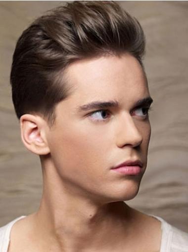 Cropped 100% Hand-Tied Sassy Straight Toupees For Men