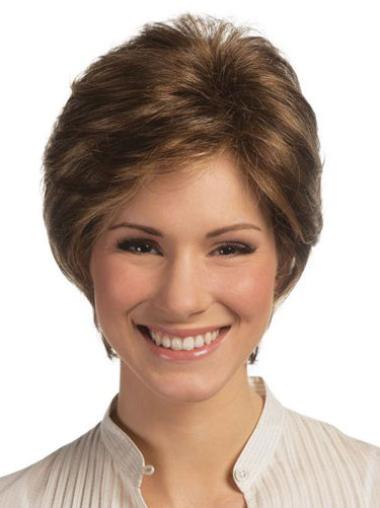 Lace Front Boycuts Straight 6" Sleek Remy Brown Human Hair Wigs