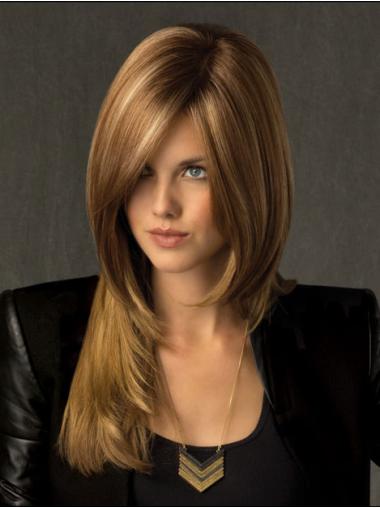 With Bangs Lace Front Straight Durable Blonde Long Wigs