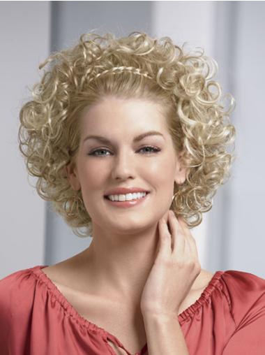 10 Inches Chin Length Capless Blonde Curly Half Wig