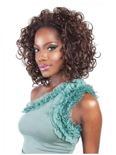 Brown Shoulder Length Sleek Black Women Human Hair Wig