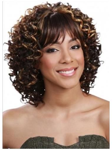 Shoulder Length Brazilian Curly African American Human Hair Wigs