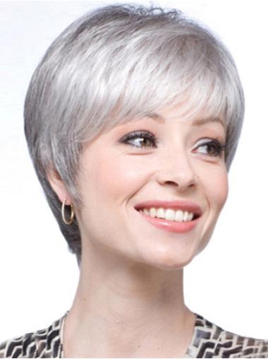 Flexibility Synthetic Straight Grey Lacr Front Wig