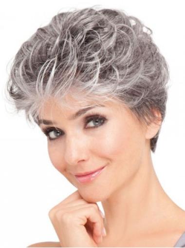Sleek Wavy Grey Synthetic Lace Front Wig