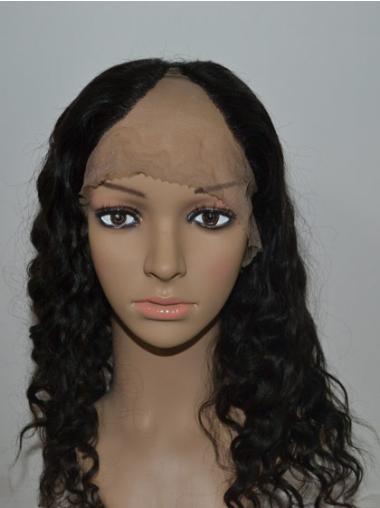 18" Long Curly Black High Quality 100% Human Hair Wigs