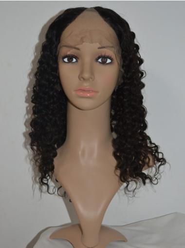 Black Curly Shoulder Length Modern U Part Natural Hair Wig