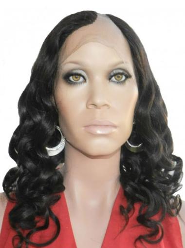 Perfect 18" Long Black Human Hair Curly Wigs