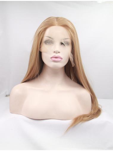 Blonde Without Bangs 18 Inches Fashion Synthetic Silk Top Lace Wigs