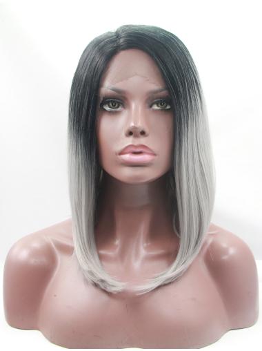 Straight Chin Length 12 Inches Beautiful Lace Front Medium Length Wig