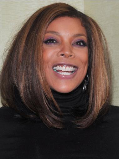 Ombre/2 Tone Shoulder Length Straight 100 Percent Real Hair Wigs No-Fuss Wendy Williams