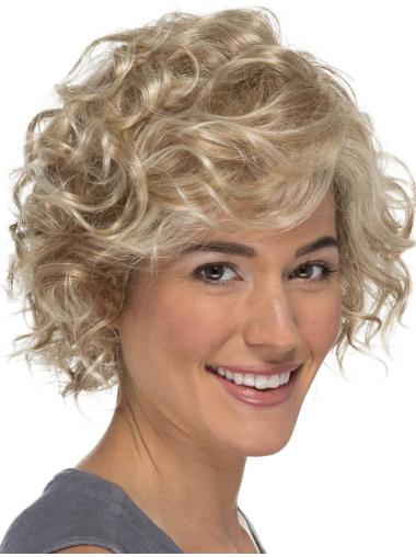 Natural Short Classic Curly Blonde Synthetic Lace Front Wigs