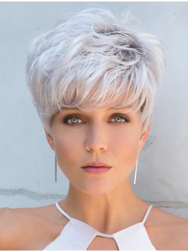 Exquisite Straight Grey Wigs For Everyday Wear