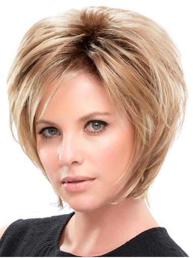 Layered Straight 10 Inches Cheapest Natural Blonde Lace Front Wig