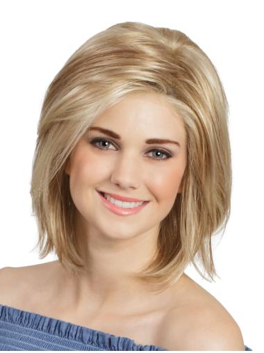 Monofilament Blonde Natural Wigs For Cancer Patients Chin Length