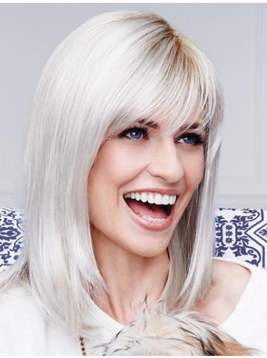Designed Capless 13 Inches Straight Shoulder Length Grey Wigs