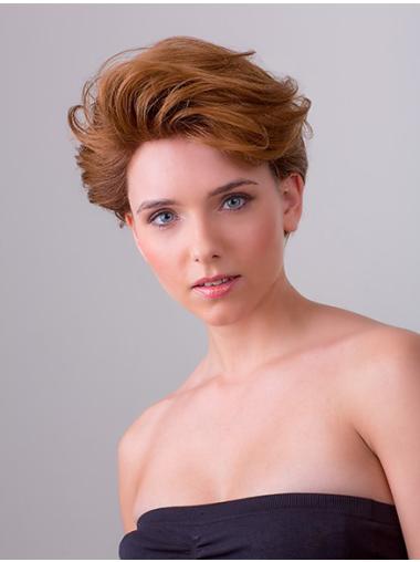 Copper Synthetic Flexibility Lace Front Wigs Short Wavy