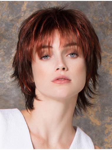 Red 10 Inches Monofilament Wigs Short