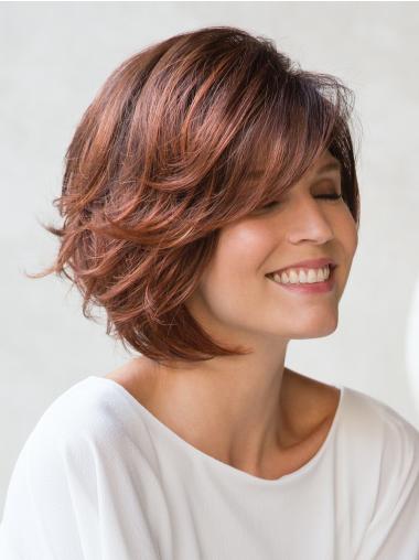 Short Wavy Capless Red Convenient Synthetic 8" Bob Wigs