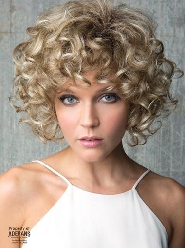 Comfortable Chin Length 10" Curly Lace Front Synthetic Blonde Classic Wigs