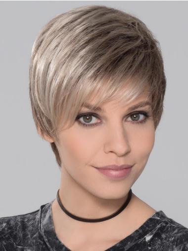 Straight Capless 4" Cropped Natural Ombre/2 tone Boycuts Synthetic Wigs